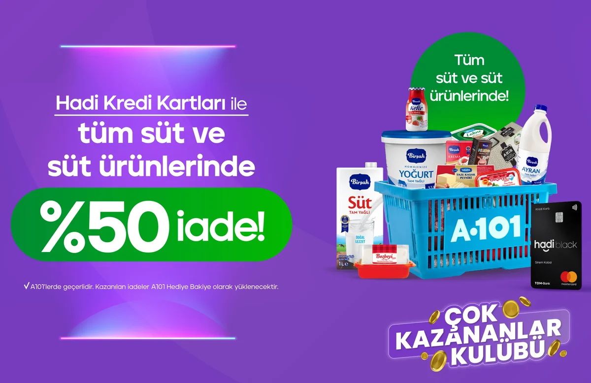 A101lerde süt ürünleri harcamalarında %50 Hediye Bakiye kazan