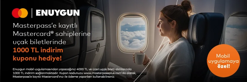 Anadolubank Mastercard Sahiplerine Enuygun'da Uçak Biletlerinde 1000 TL İndirim