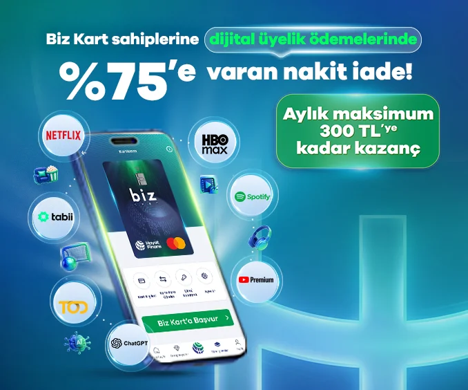 Biz Kart ile Dijital Üyeliklerde %75 Nakit İade Fırsatı!