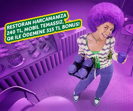 Bonus Genç'le restoran, fast food ve kahve zincirlerinde 400 TL, Mobil Temassız veya QR ile ödemene 550 TL bonus!