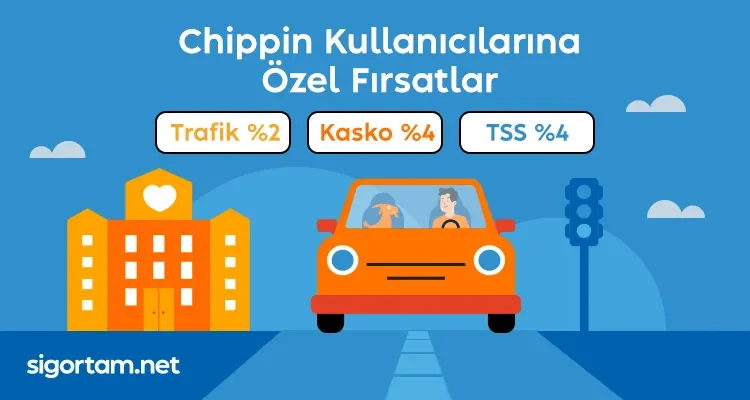 Chippin kullanıcıları Trafik'te %2, Kasko'da %4 ve Sağlık (TSS-ÖSS) sigortalarında %4 indirim kazanıyor