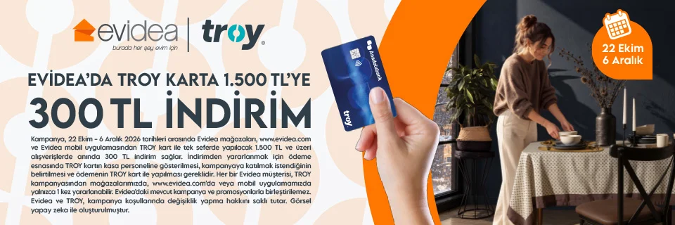 Evidea’da Anadolubank TROY karta 1.500 TL’ye 300 TL İndirim Fırsatı
