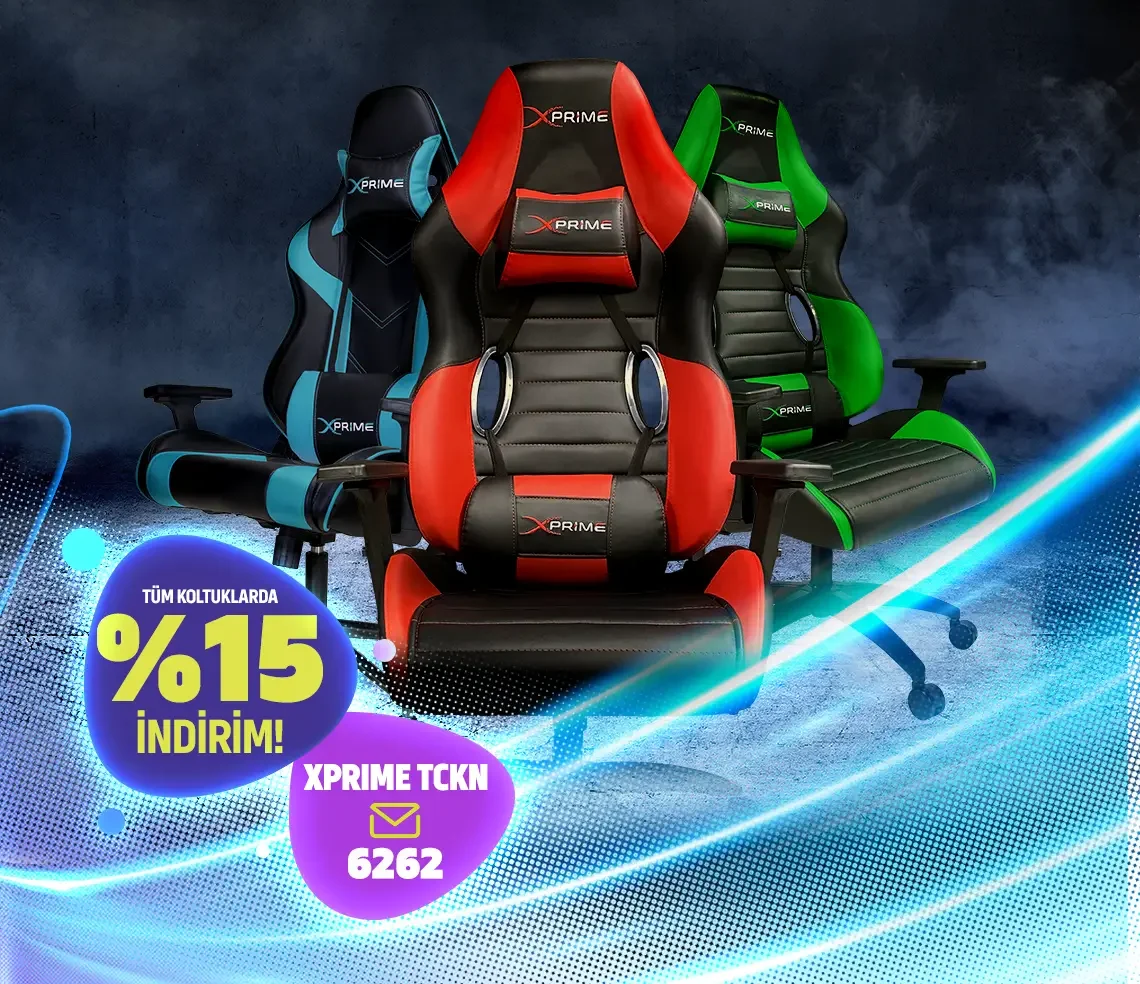XPRIME KAMPANYASI: GAMEON farkıyla XPRIME oyuncu koltuklarında tüm indirimlere ek %15 indirim ve özel tasarımlı GAMEON oyuncu koltukları seni bekliyor!