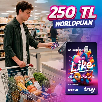 Like Card ile gıda marketi alışverişlerinize 250 TL Worldpuan!
