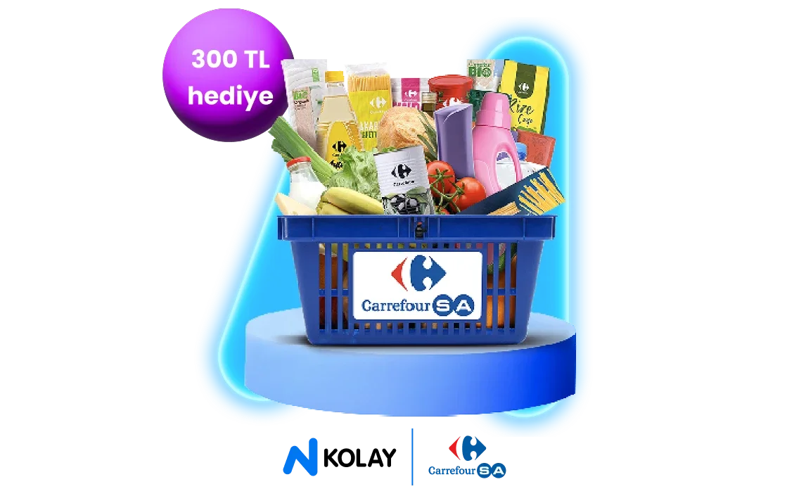 N Kolay kartla CarrefourSA harcamana 300 TL hediye!