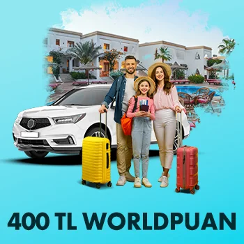 Seyahat, konaklama veya araç kiralama harcamanıza 400 TL Worldpuan!