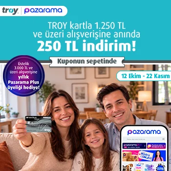 TROY ile Pazarama’da tek seferde 1.250 TL ve üzeri alışverişinize 250 TL indirim!
