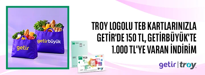 Troy Logolu Kartlar ile Getir ve Getirbüyük İndirimi