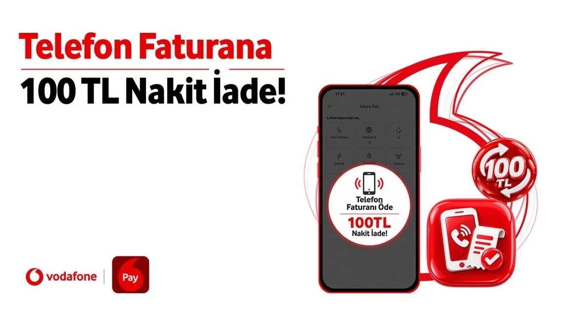 Vodafone Pay ile Ödediğin Vodafone Telefon Faturası Ödemene %10, Toplamda 100 TL Nakit İade!